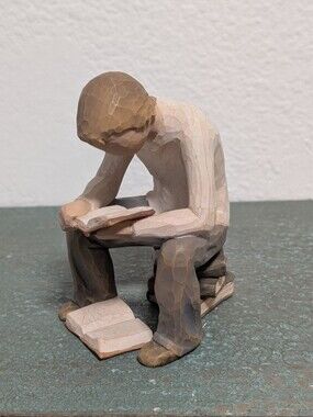 Willow Tree "Quest" Seated Young Man Reading/Studying Book (No Box) Figurine